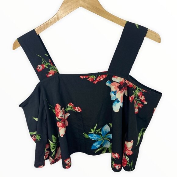 Walter Baker Gigi‎ Cold Shoulder Floral Crop Top South Moon Under Black Size XS - Picture 3 of 10